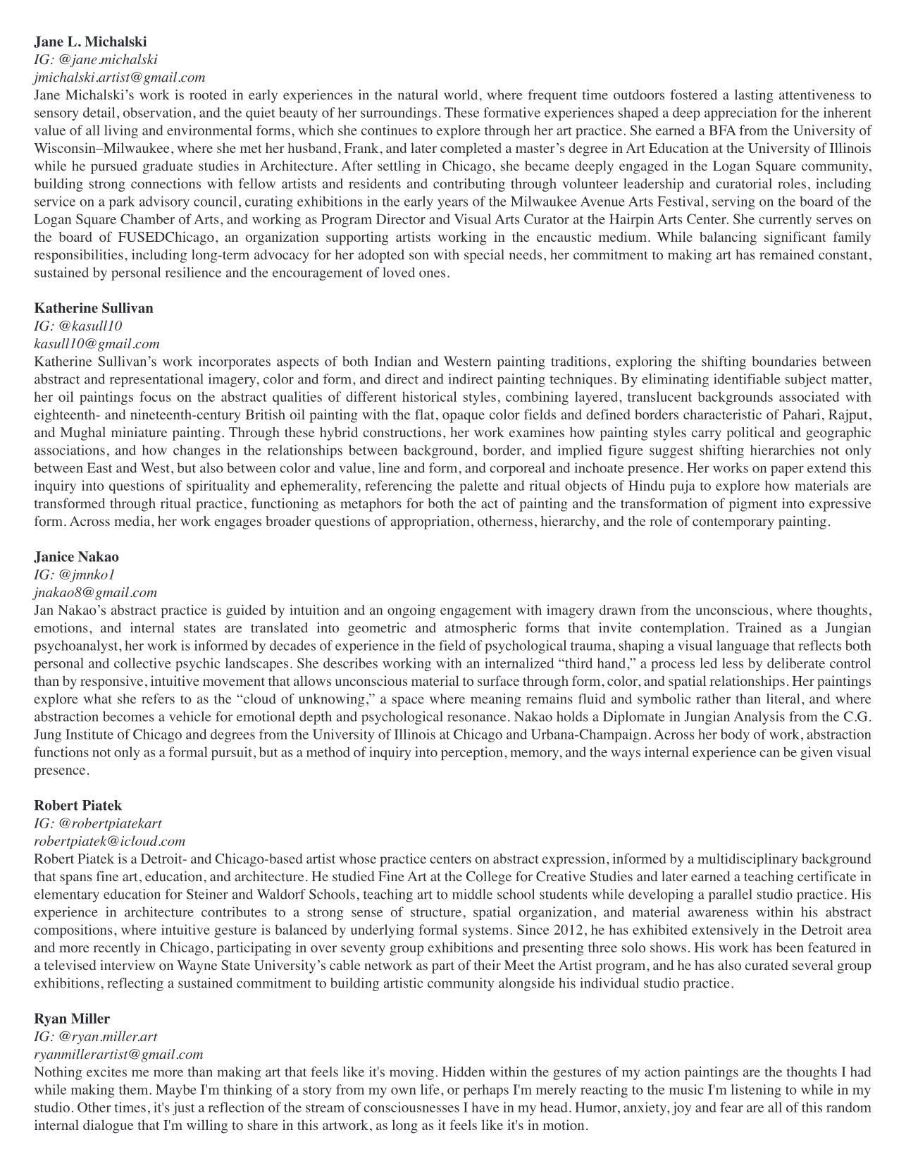 Abstract Dialogues artist statement