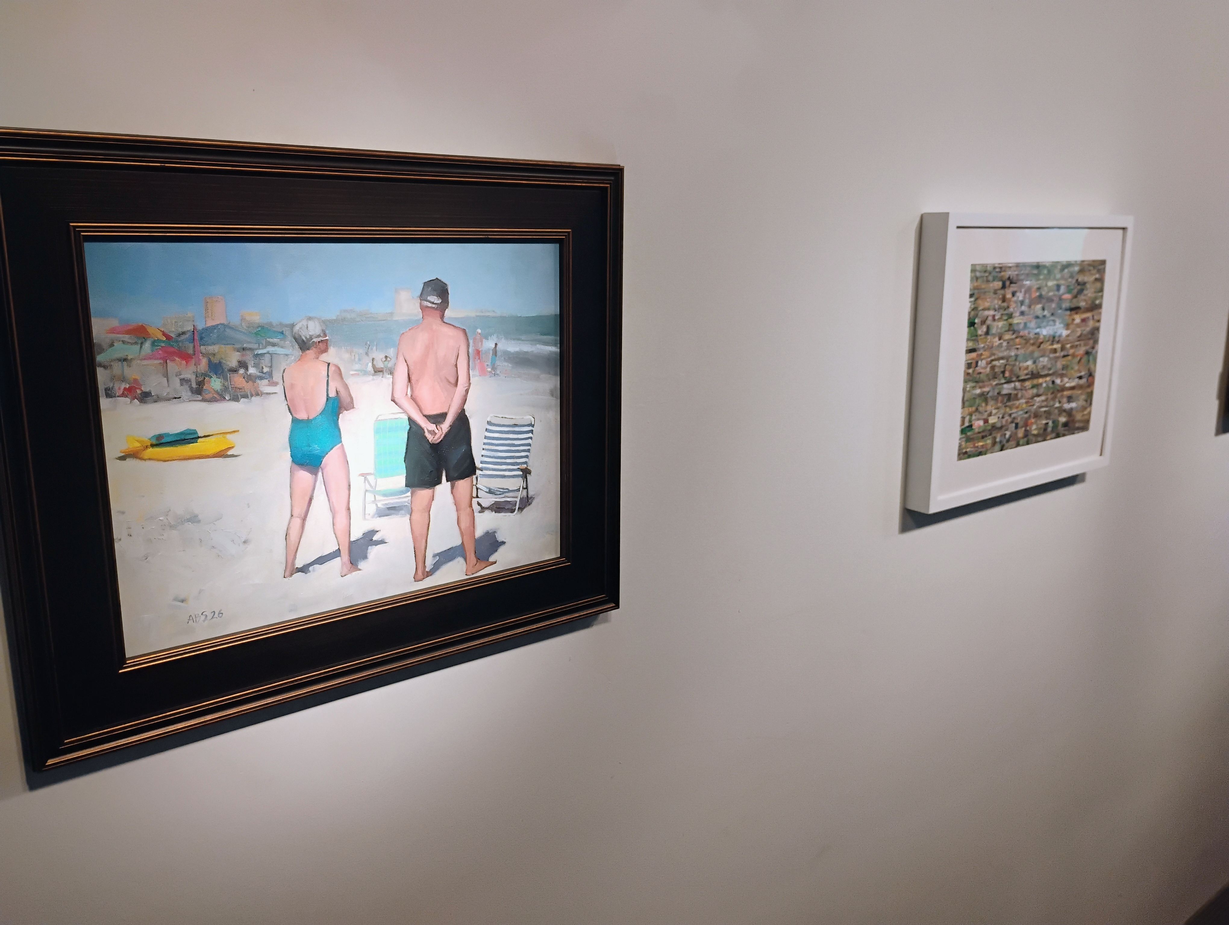 Big Shoulders, Wet Feet framed beach scene artwork