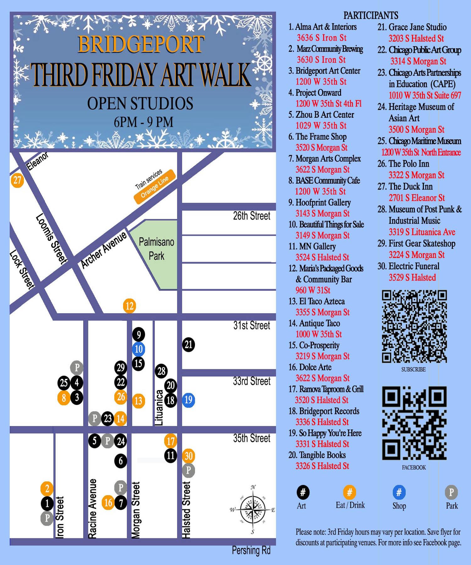 Bridgeport Third Friday Art Walk founding flyer and map