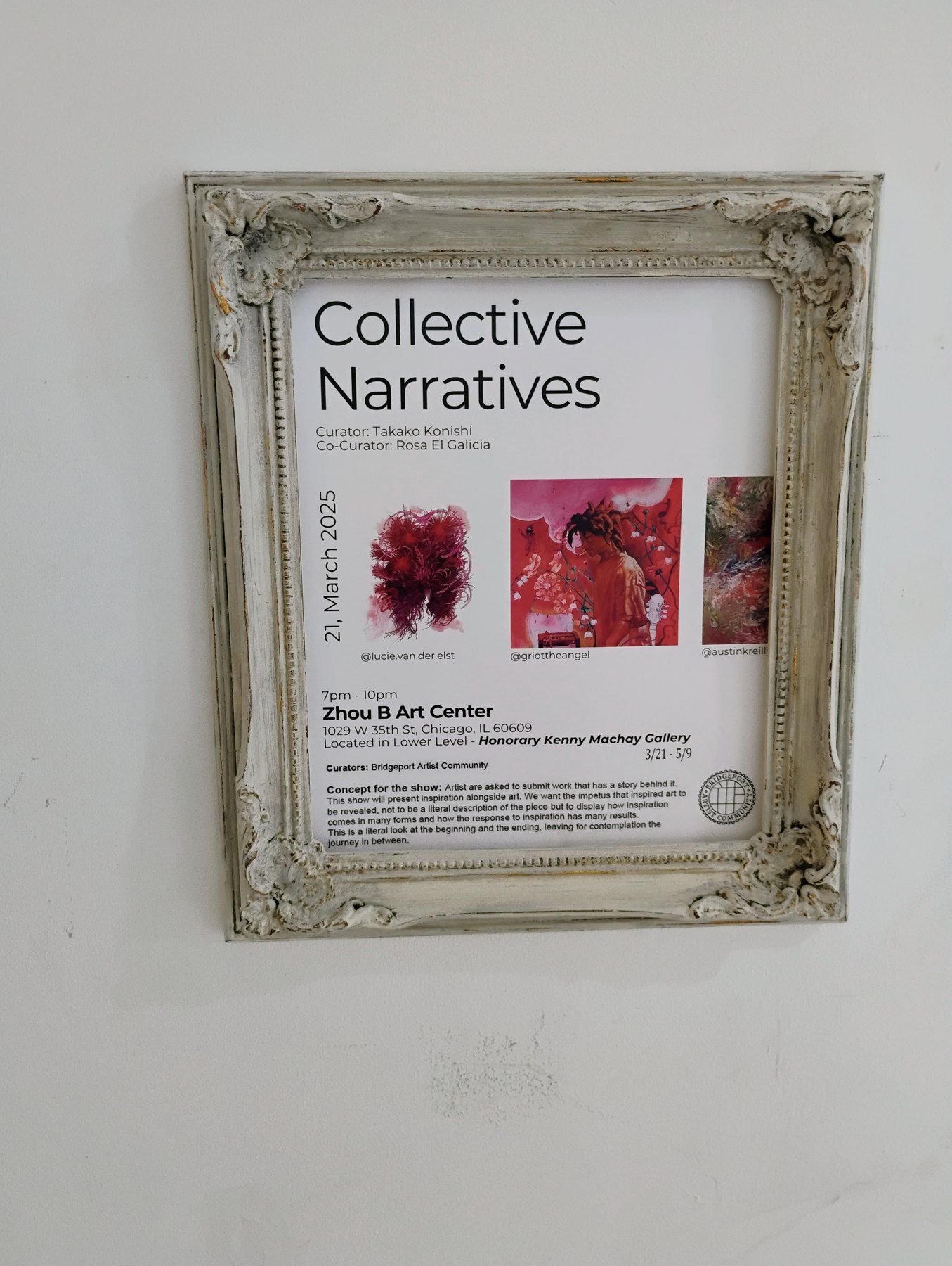 Collective Narratives framed exhibition poster
