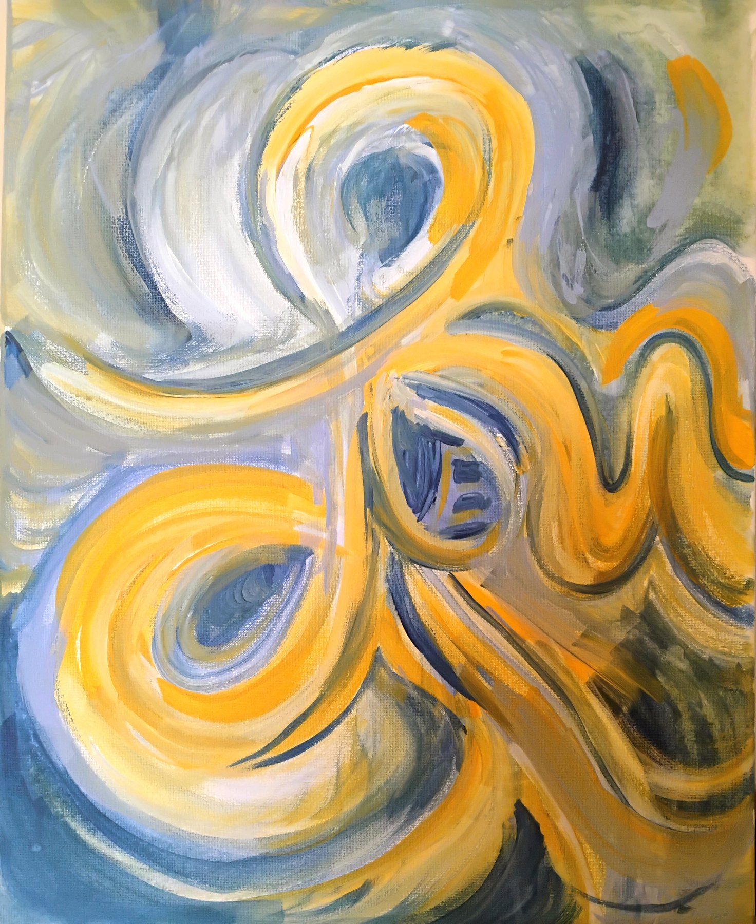Palette of Voices yellow and blue abstract artwork