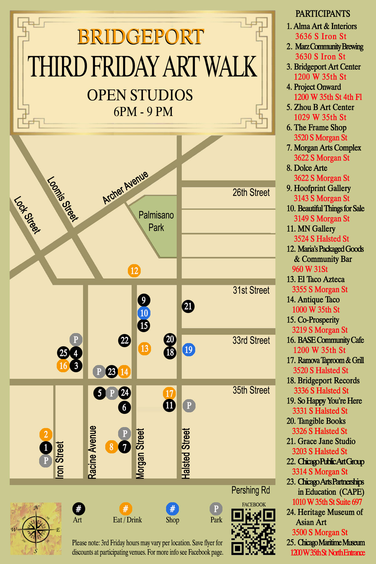 Bridgeport Third Friday Art Walk map