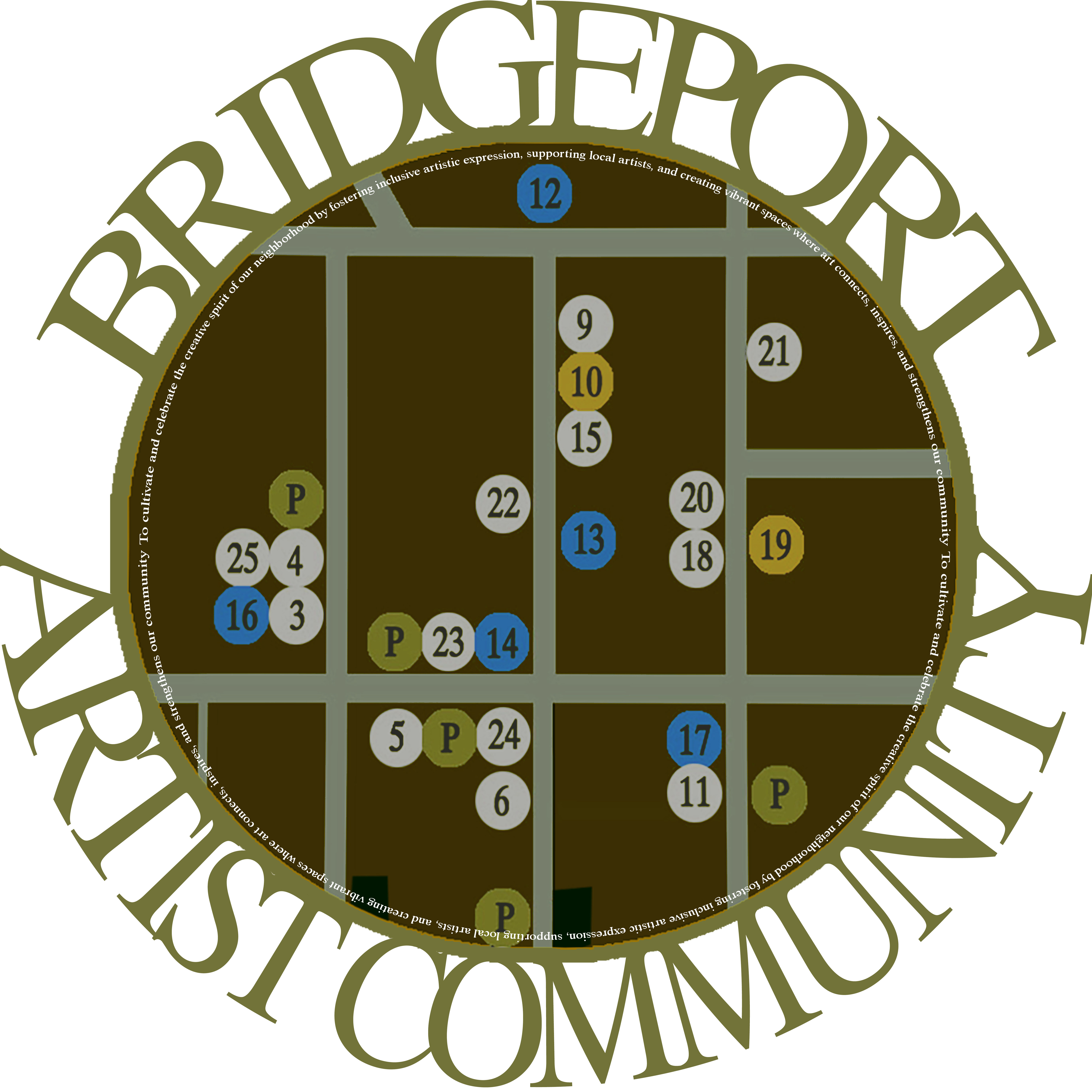 Bridgeport Third Friday Art Walk badge design