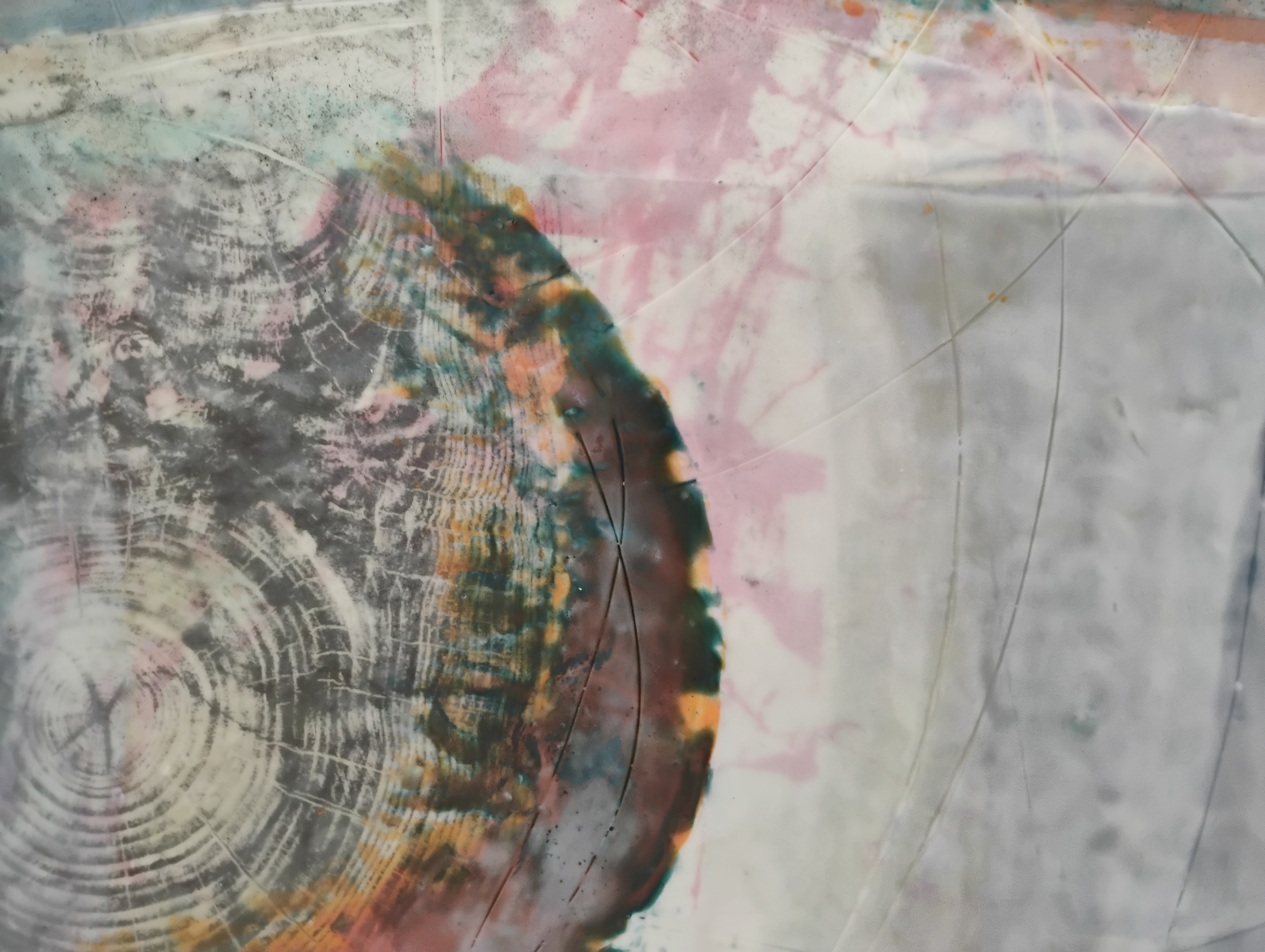 Abstract Dialogues mixed media artwork detail
