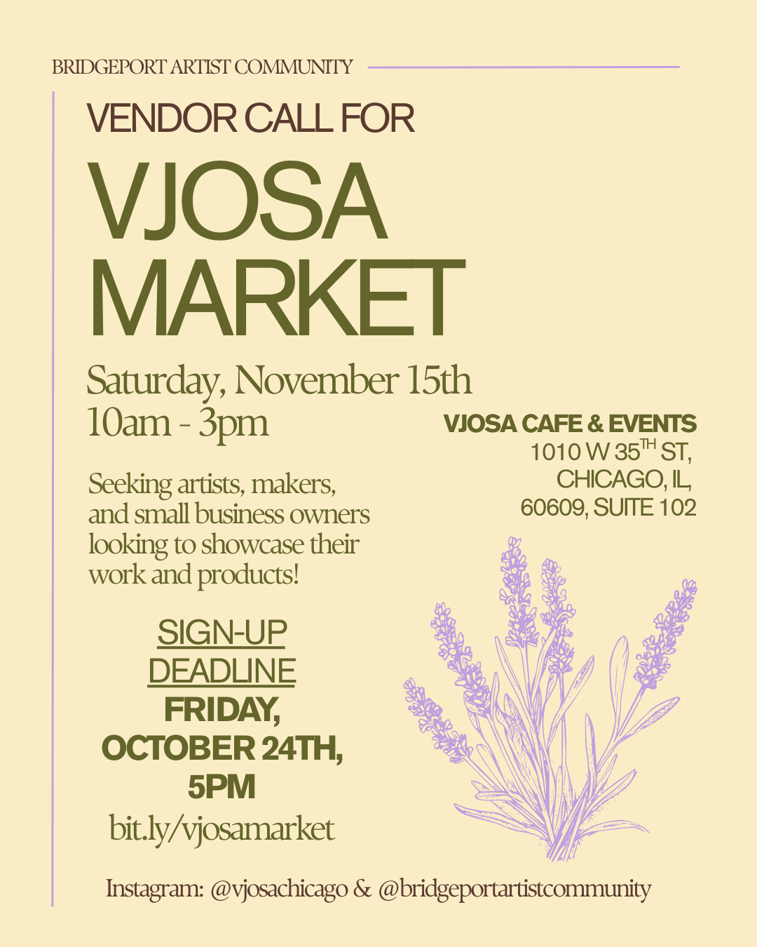 Vjosa Market vendor call flyer