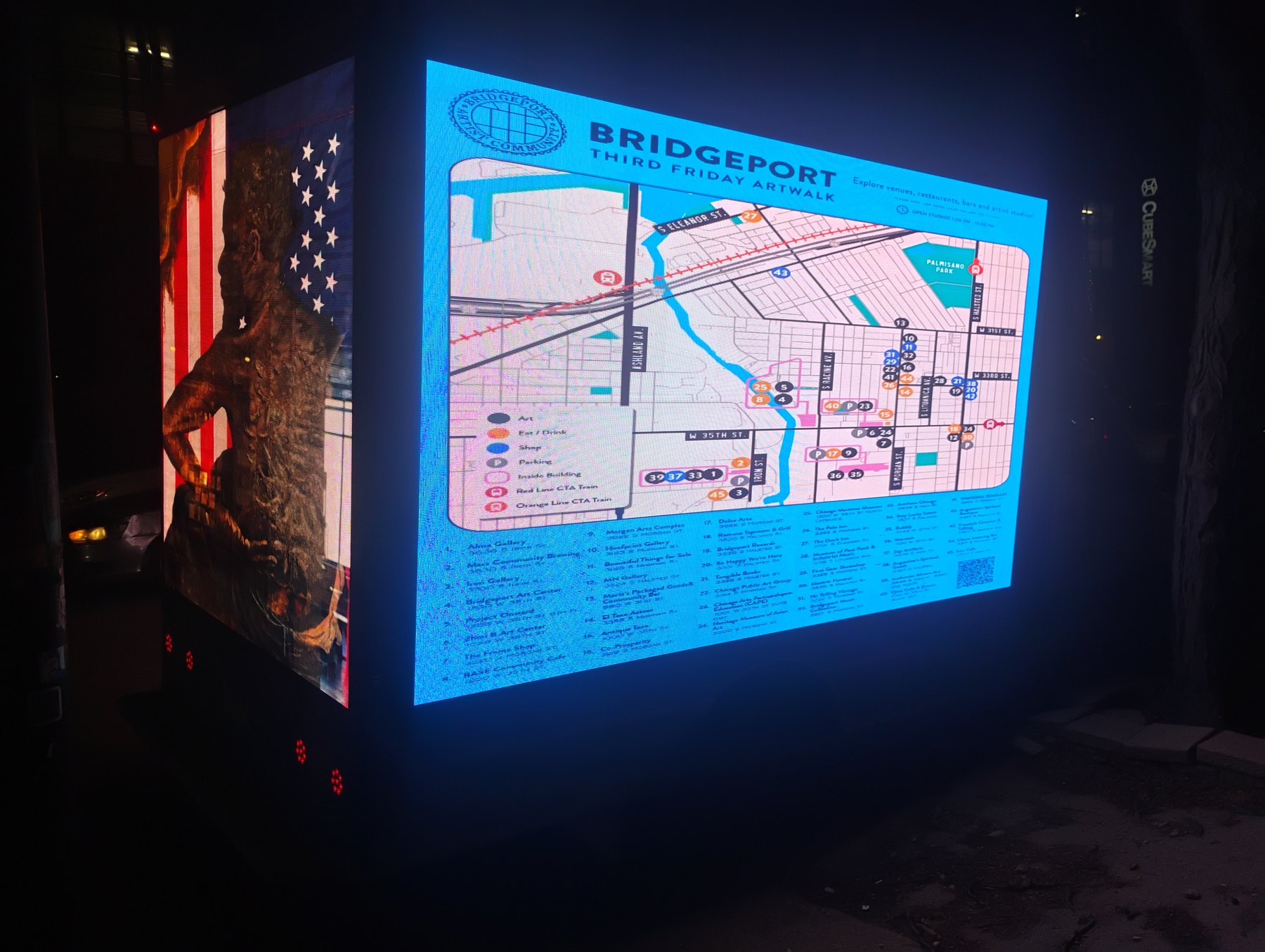 Third Friday Mobile Billboard showing Bridgeport Art Walk map