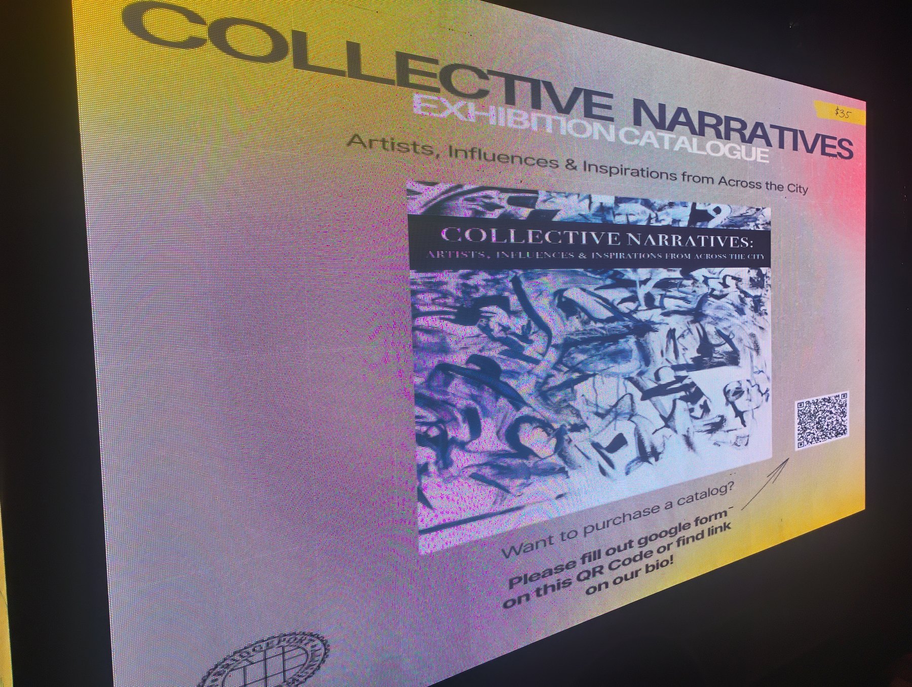 Third Friday Mobile Billboard closeup of Collective Narratives catalogue promotion