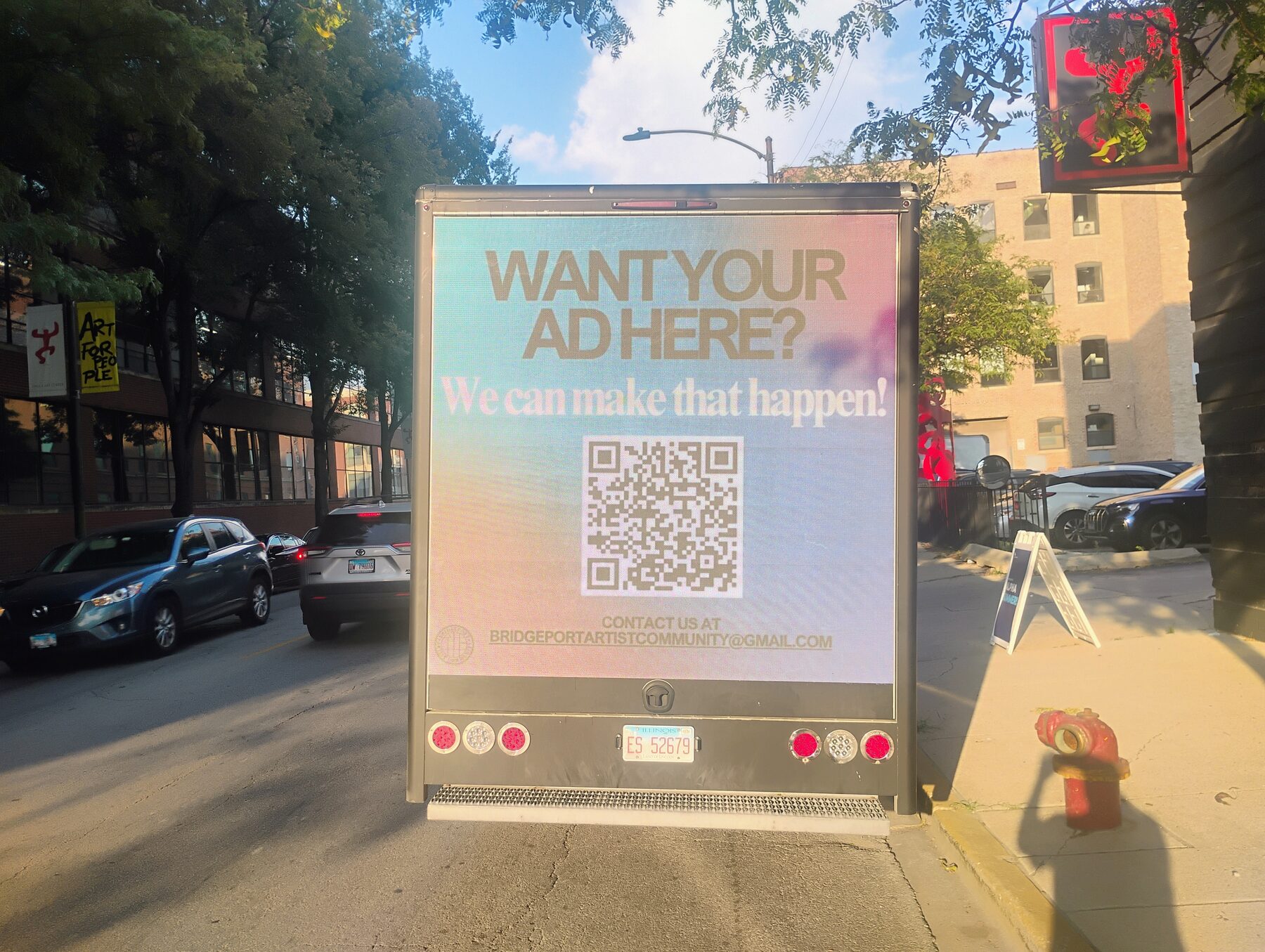 Third Friday Mobile Billboard rear panel inviting advertisers